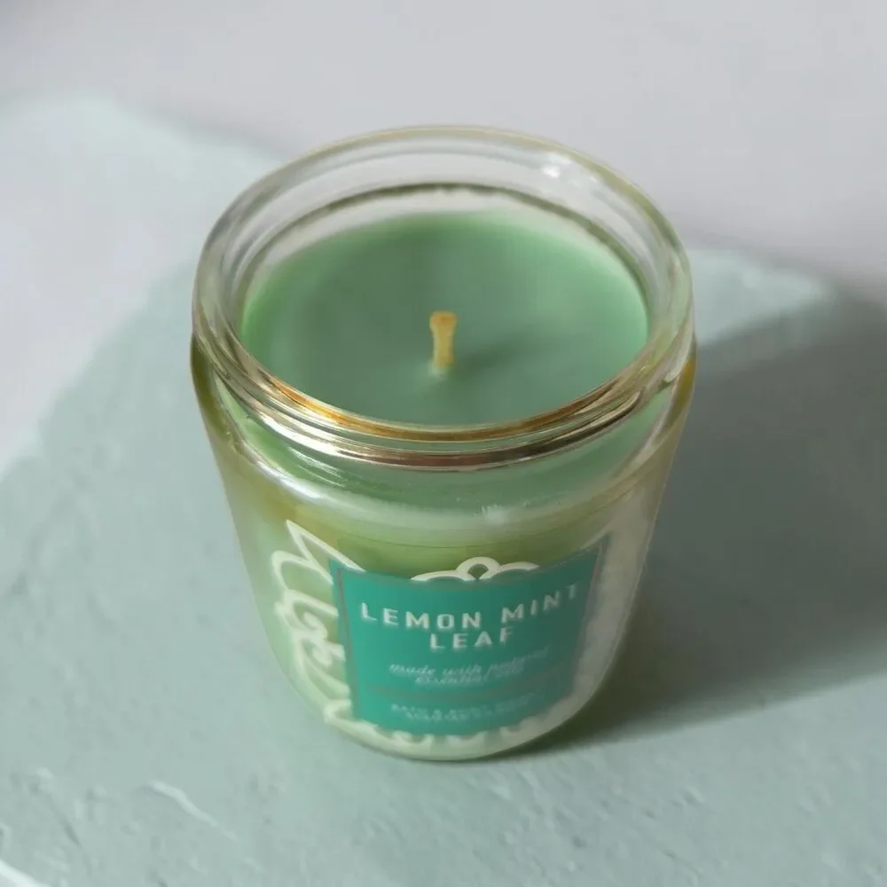 Bath & Body Works Lemon Mint Leaf 7 oz Single Wick Candle New